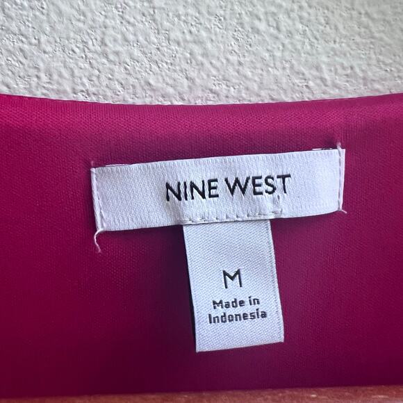 V-Neck Flowing Satin Red Mini Dress Long Sleeve Nine West Women's Size Medium - Picture 5 of 8